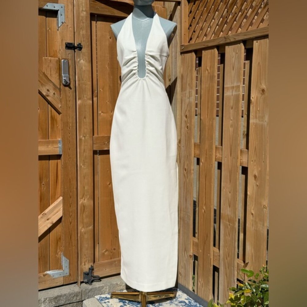 🆕 MISHA COLLECTION 🧿 NWOT The 'Alusia' Stretch Twill Maxi Dress, Ivory - Sz M - Picture 11 of 16
